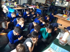 Children in class collective worship.